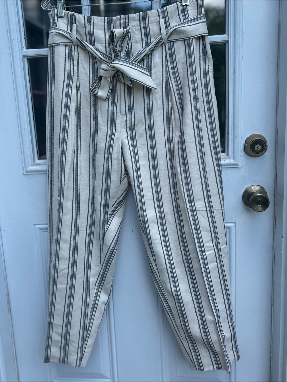 Lauren Ralph Lauren Linen Blend Luxury Resort Striped Tie Waist Trousers 12